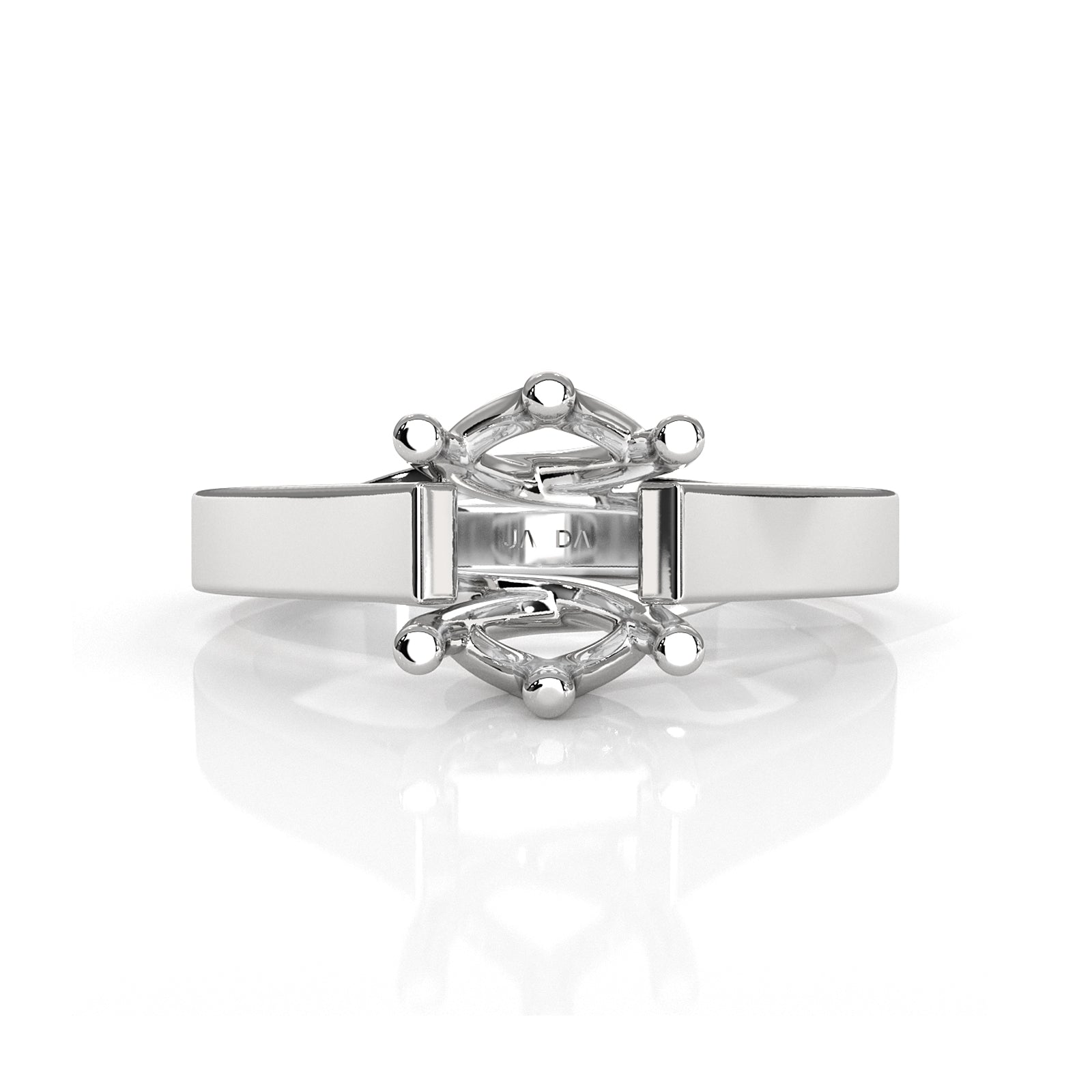 Six Prong Solitaire Trellis Style Semi Mount Engagement Ring Setting